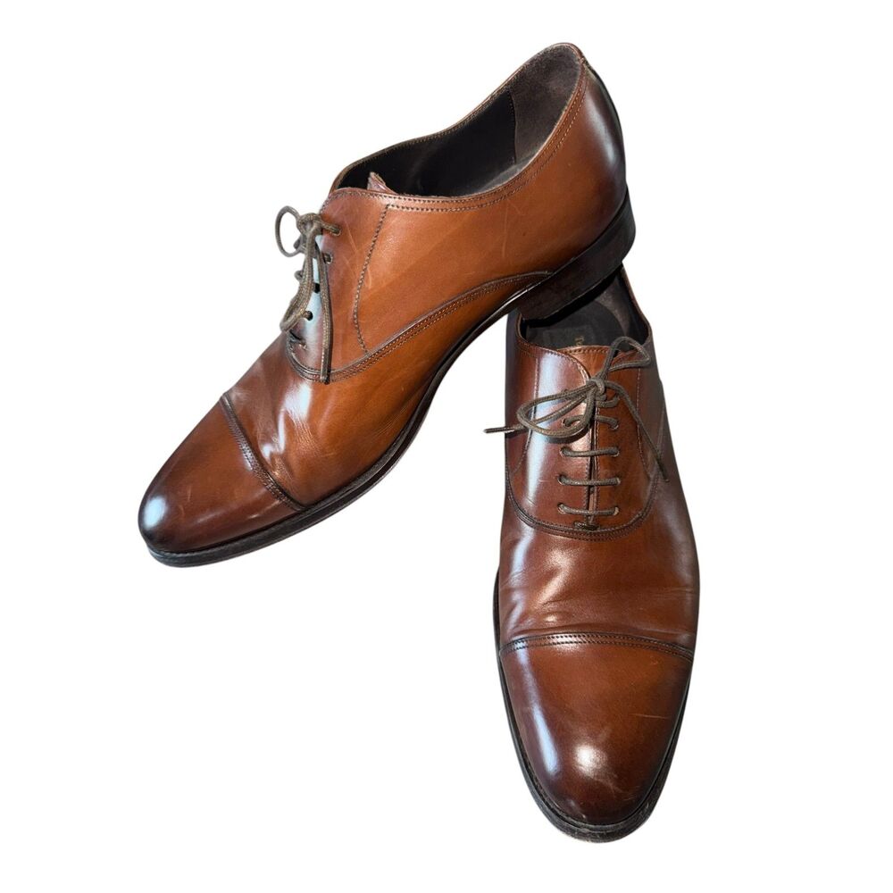 To Boot New York Mens 9.5 Leather Cap Toe Oxford Brown Classy Dress Shoe